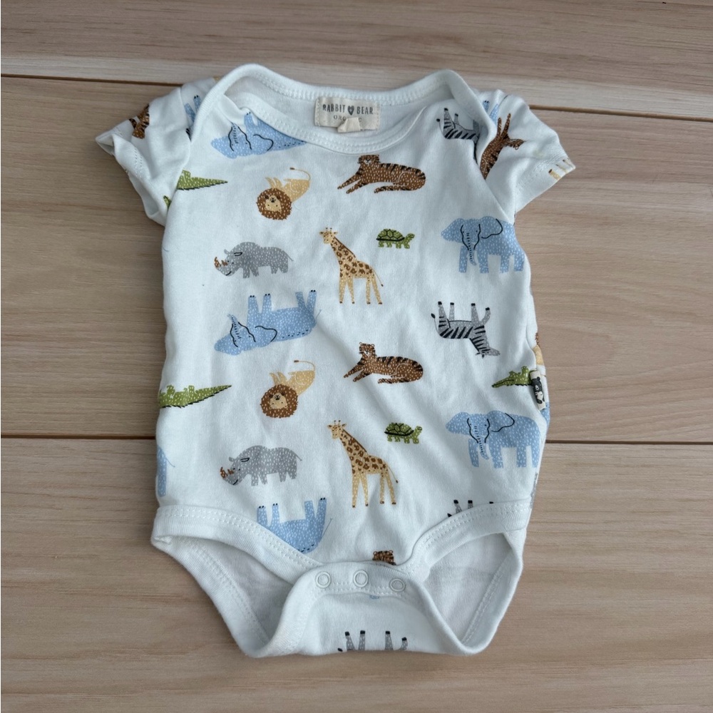 Rabbit + Bear Cream Animal Print Bodysuit